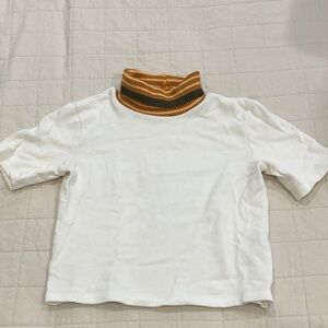 Zara Women’s White Tee with Striped Collar